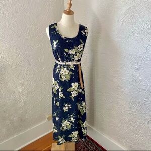 Vintage Hawaiian Floral Midi Dress